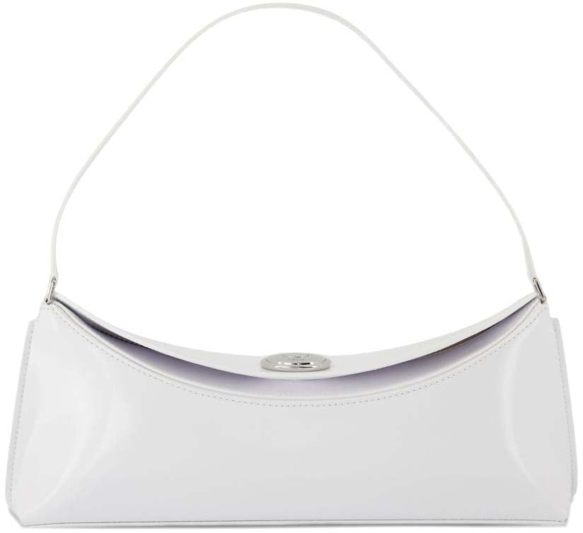 Jacquemus Curved Handbag in Glossy Patent Leather Wit