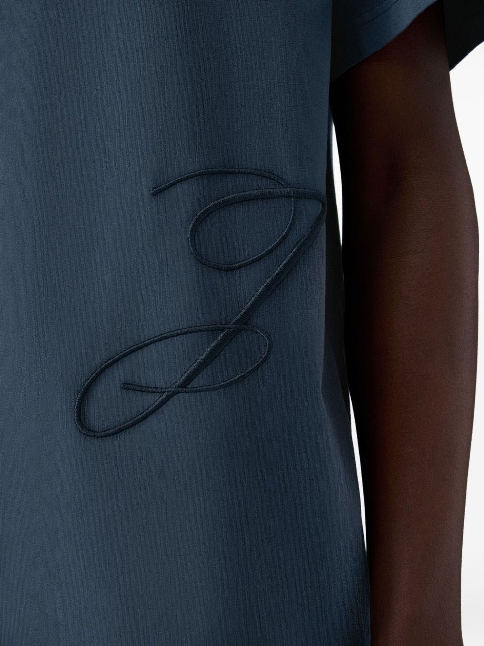 Jacquemus Navy Blue Embroidered Logo T-Shirt Zwart