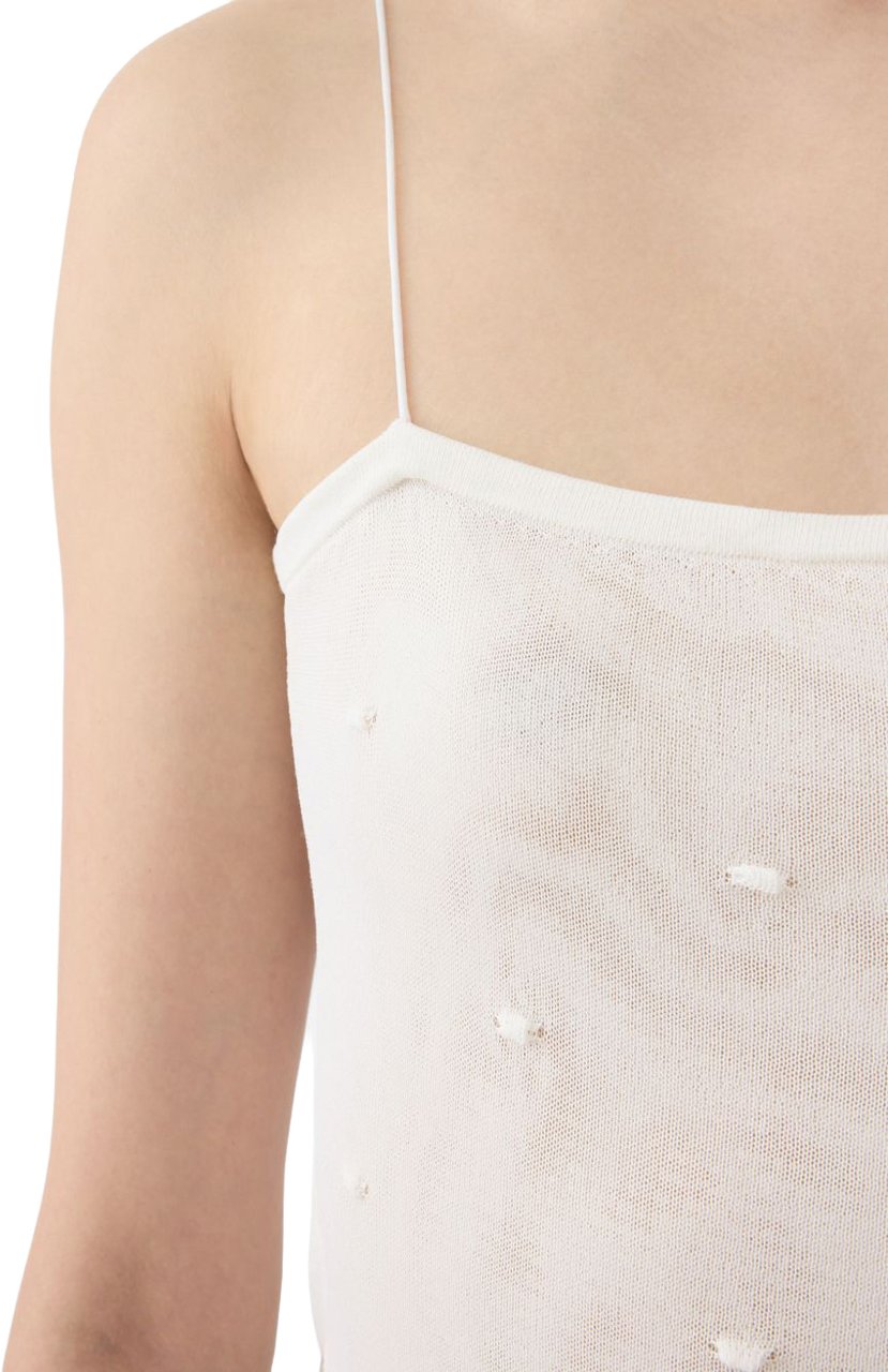 Jacquemus Square Neck Spaghetti Strap Top Wit