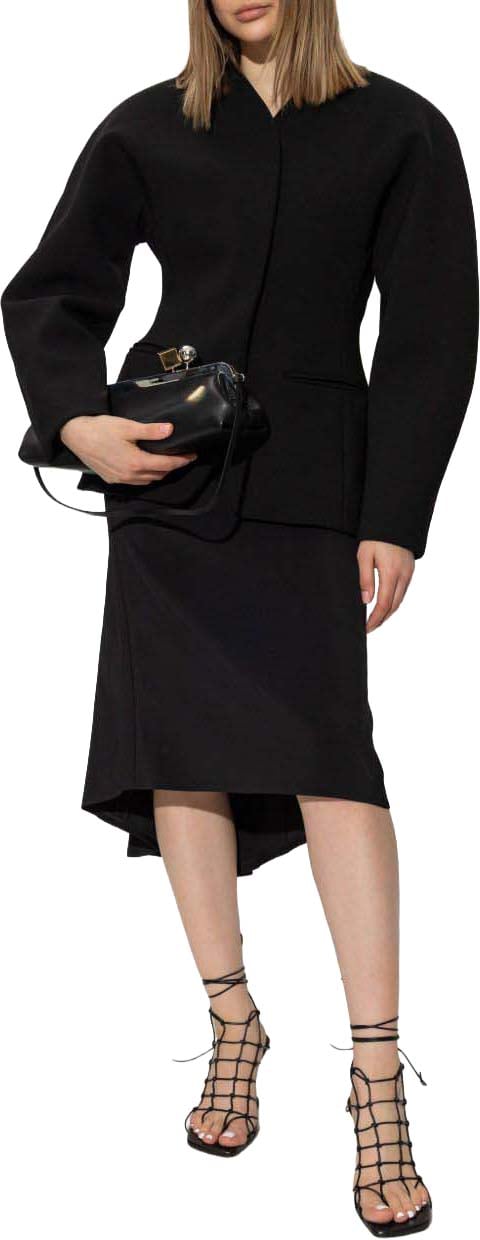 Jacquemus Draped Black Mid-Length Skirt Zwart