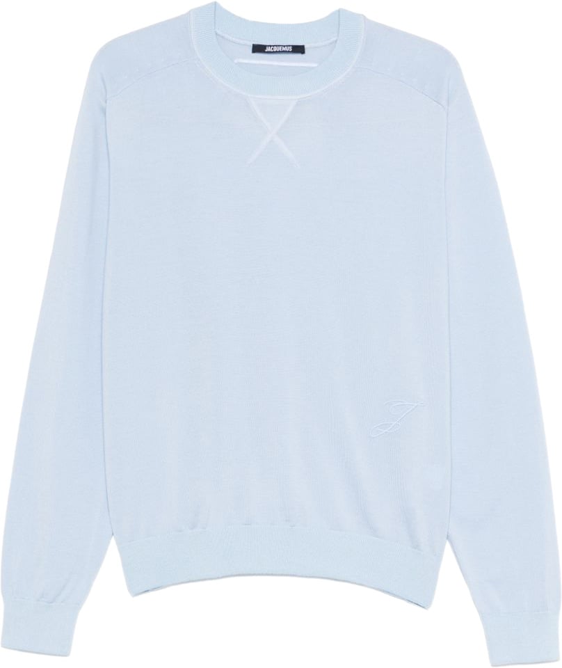 Jacquemus Blue Logo Crew Neck Sweater Blauw