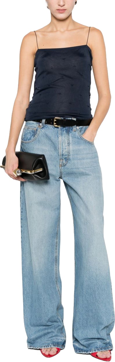 Jacquemus Dark Blue Spaghetti Strap Top Zwart