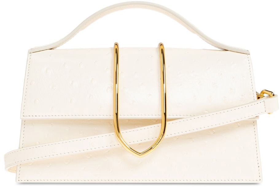 Jacquemus Structured Rectangular Handbag With Off-White Ostrich Effect Wit