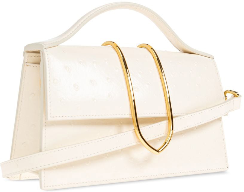 Jacquemus Structured Rectangular Handbag With Off-White Ostrich Effect Wit