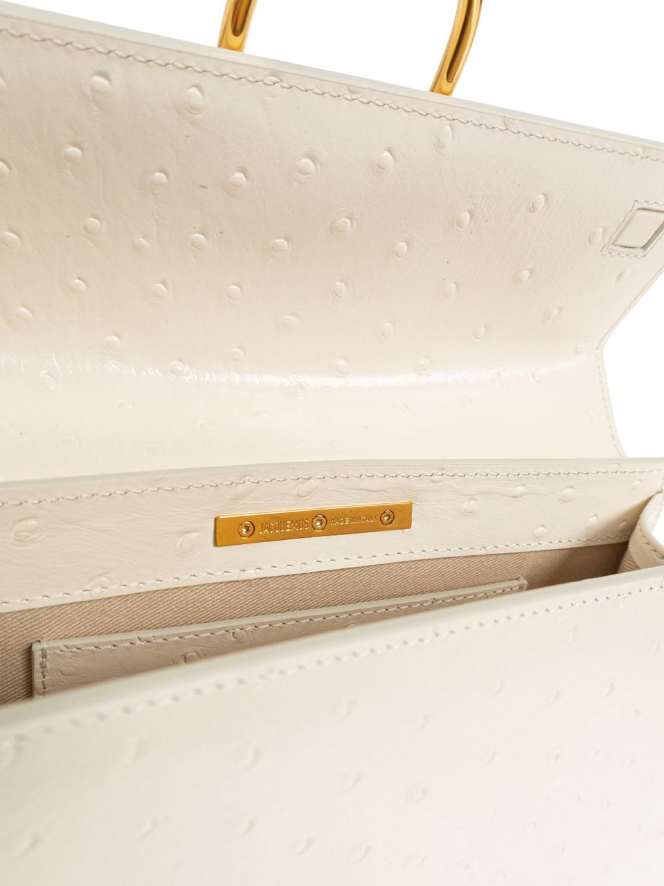 Jacquemus Structured Rectangular Handbag With Off-White Ostrich Effect Wit
