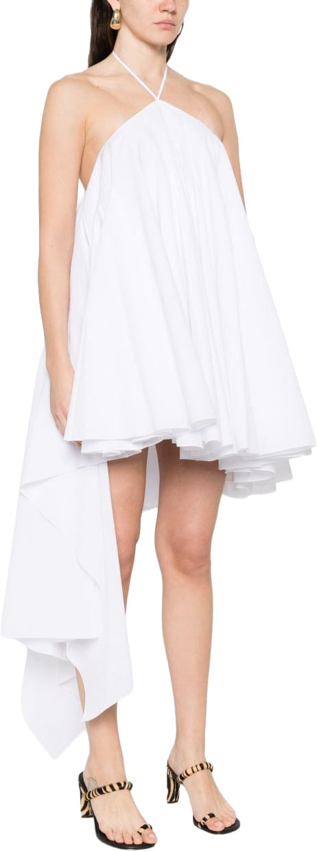 Jacquemus White Asymmetric Open-Back Sleeveless Dress Wit