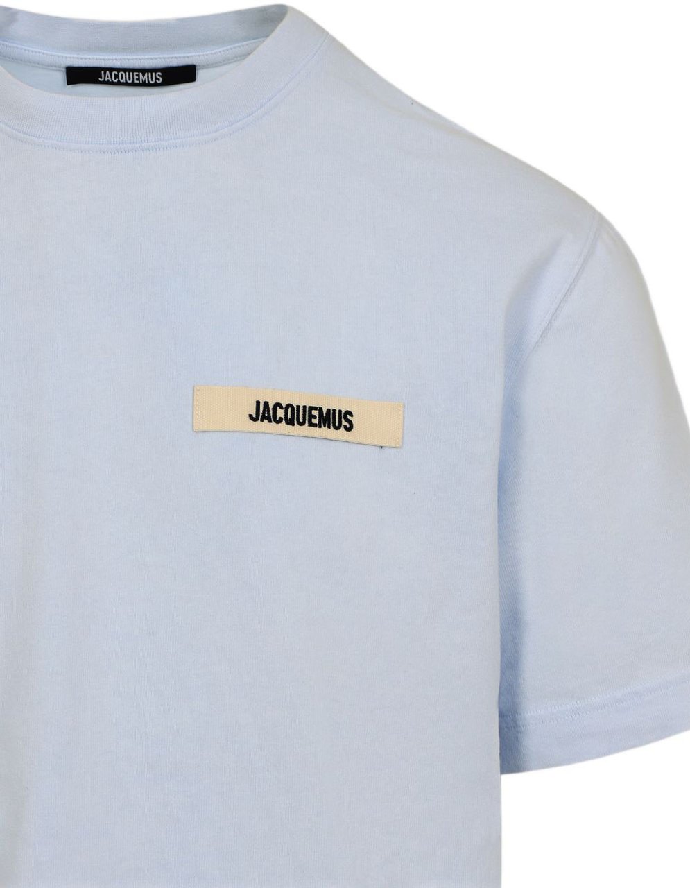 Jacquemus Light Blue Crew Neck T-Shirt With Subtle Branding Wit