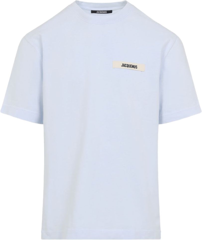 Jacquemus Light Blue Crew Neck T-Shirt With Subtle Branding Wit