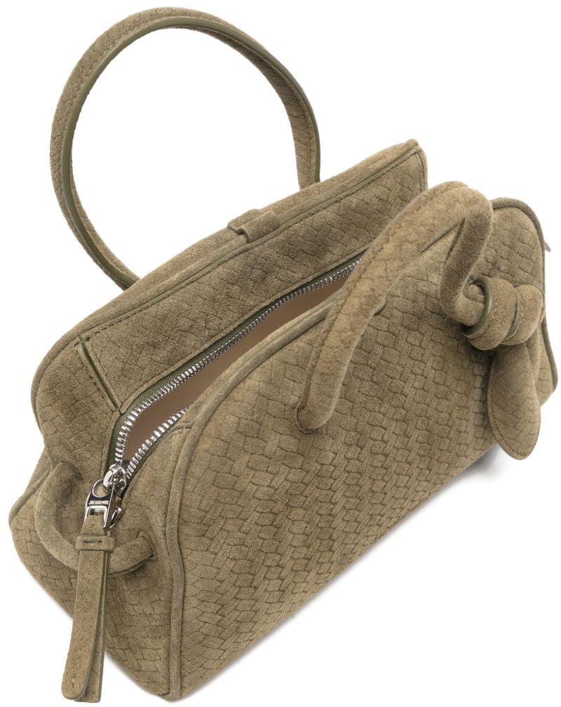 Jacquemus Khaki Green Woven Top Handle Bag Grijs