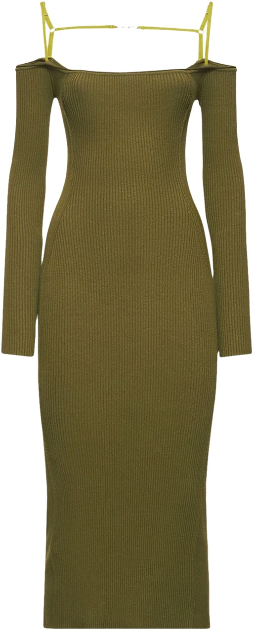 Jacquemus Elegant and versatile olive green midi dress Groen