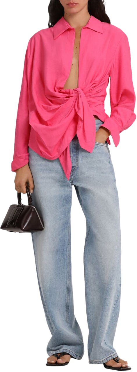 Jacquemus Elegant pink shirt with decorative knot Roze