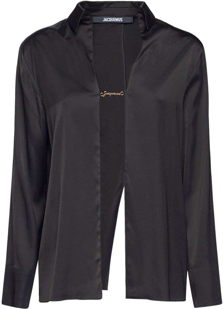 Jacquemus Elegant black shirt with deep neckline Zwart