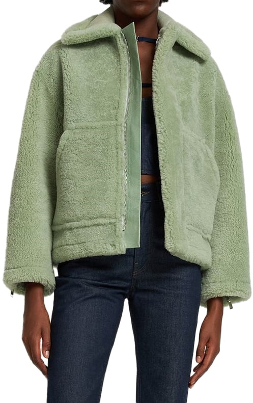 Jacquemus Fur and leather jacket Groen
