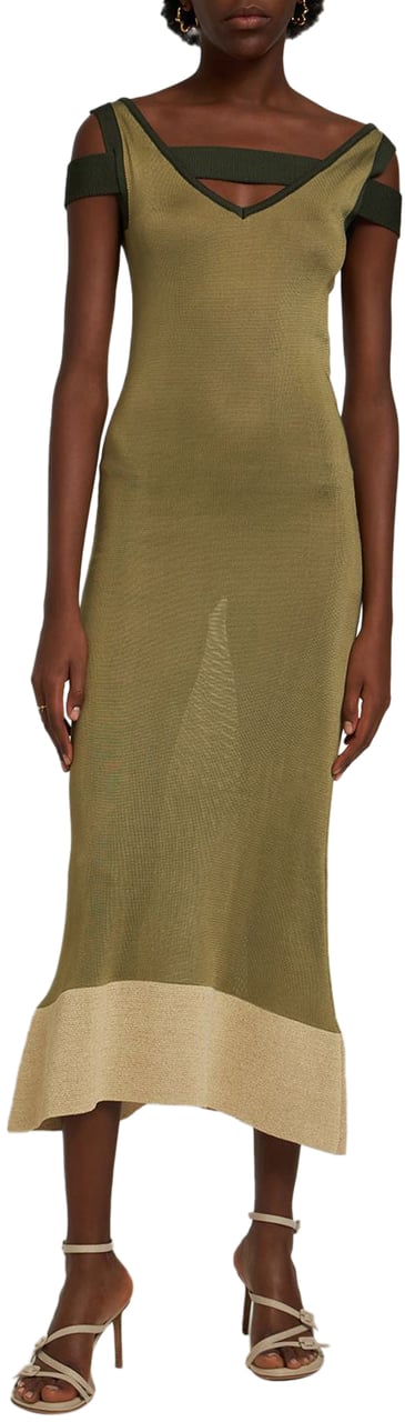 Jacquemus Long dress with V-neck Groen