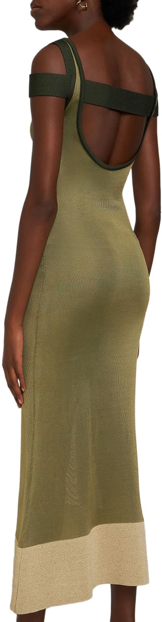 Jacquemus Long dress with V-neck Groen