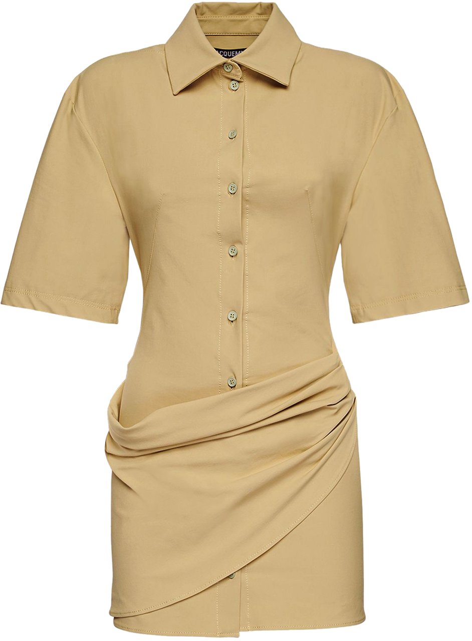 Jacquemus Light khaki dress with short sleeves Groen
