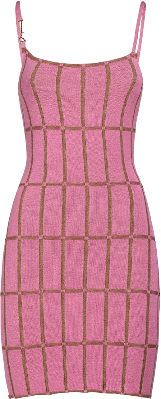 Jacquemus Pink fitted dress with vertical pattern Roze
