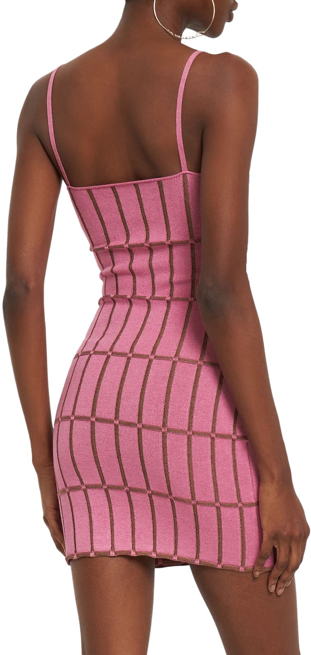 Jacquemus Pink fitted dress with vertical pattern Roze