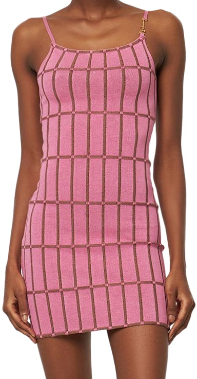Jacquemus Pink fitted dress with vertical pattern Roze