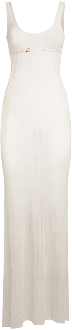 Jacquemus Long white dress with elegant neckline Wit