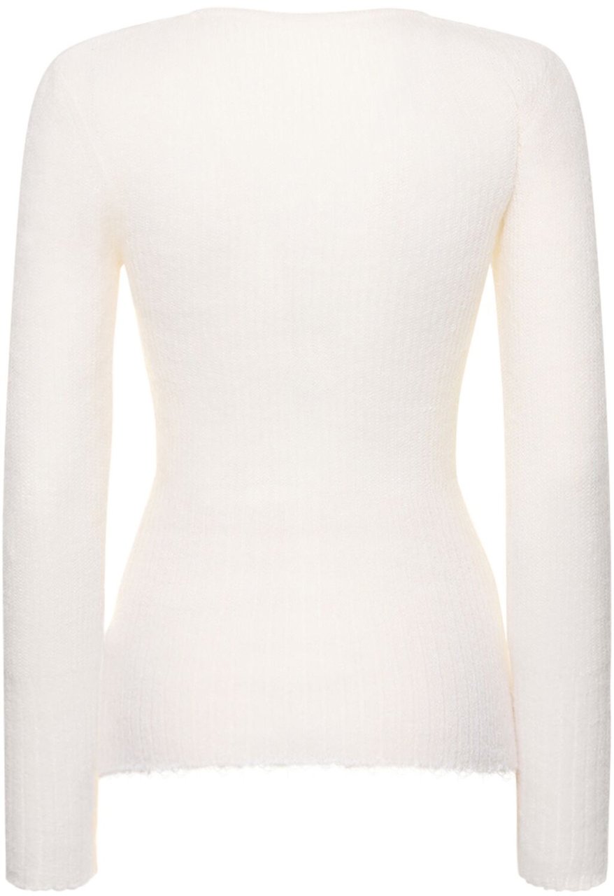 Jacquemus Knit top with long sleeves and a deep neckline Wit