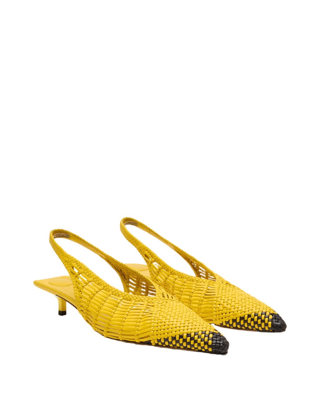 Jacquemus Hand-Woven Lambskin Sling-Back Shoes With Geometric Design Geel