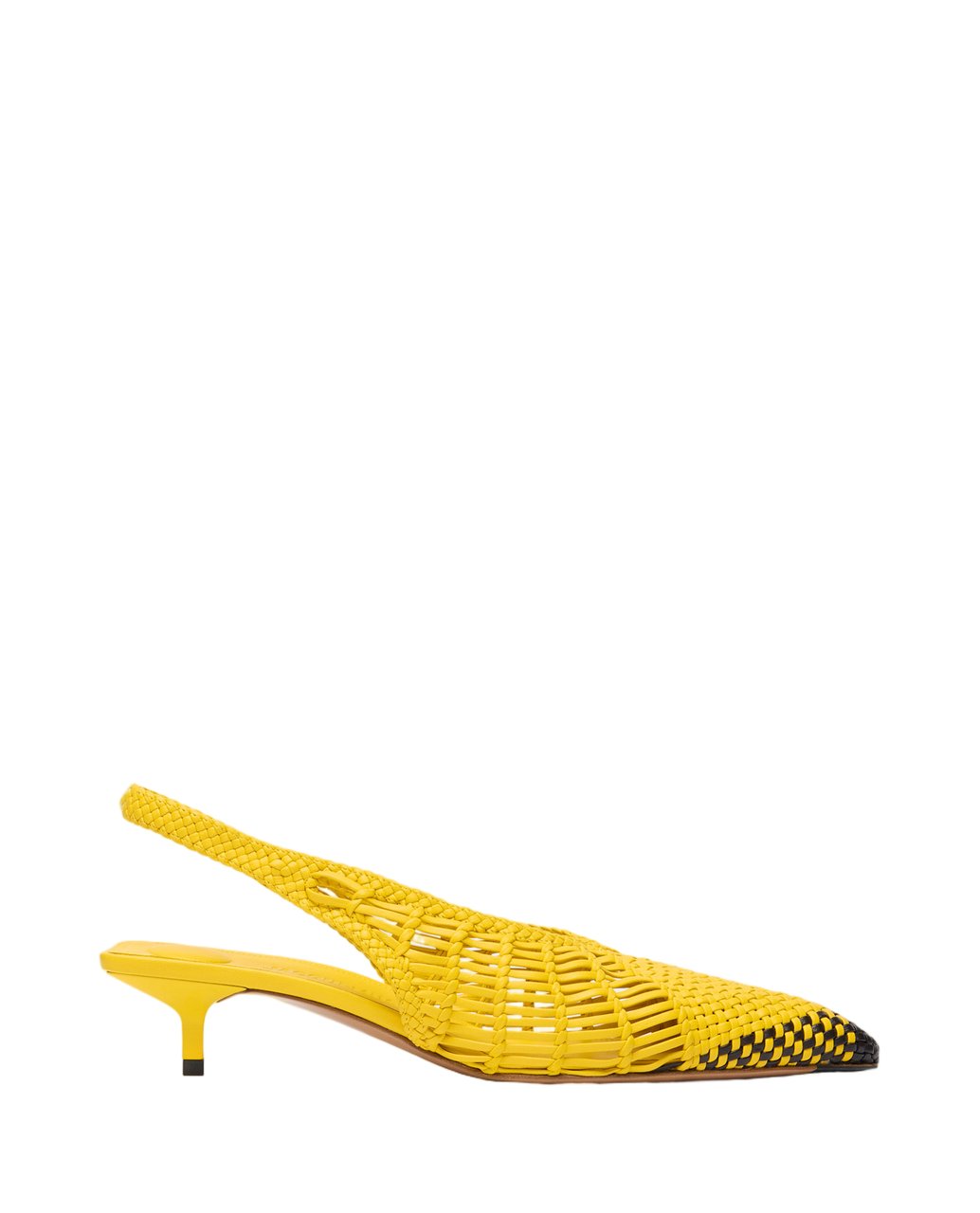 Jacquemus Hand-Woven Lambskin Sling-Back Shoes With Geometric Design Geel