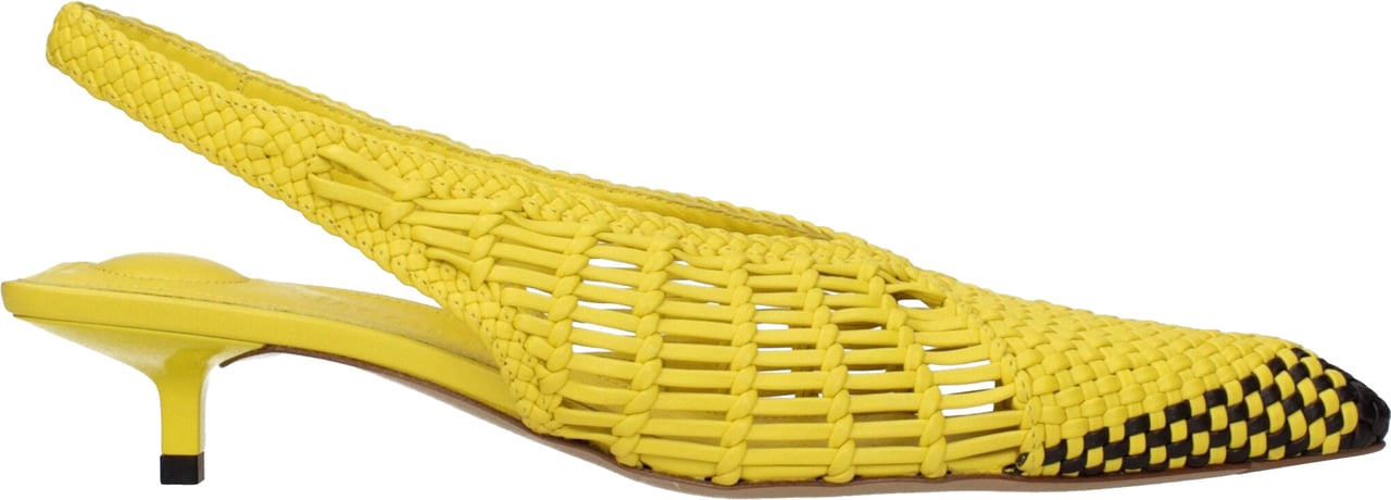 Jacquemus Hand-Woven Lambskin Sling-Back Shoes With Geometric Design Geel