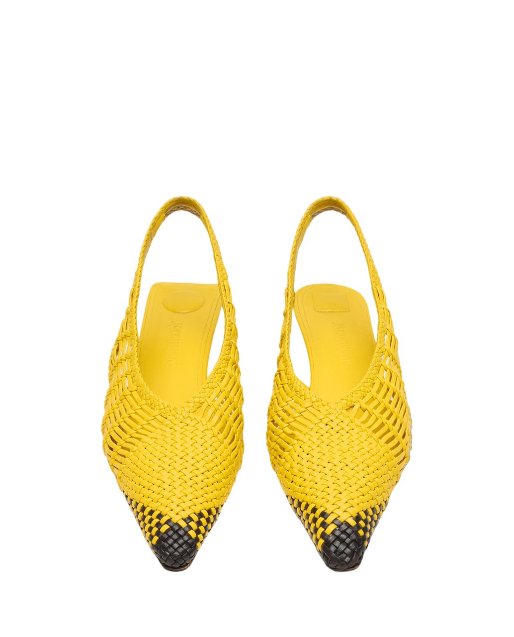 Jacquemus Hand-Woven Lambskin Sling-Back Shoes With Geometric Design Geel