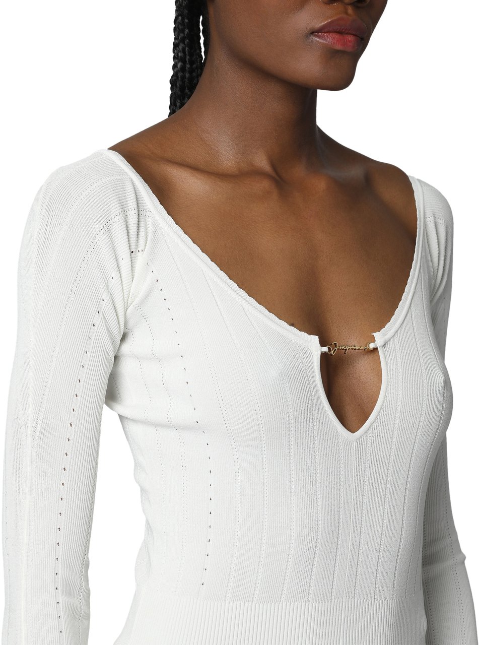 Jacquemus Pralù Knitted viscosa-blend top Wit