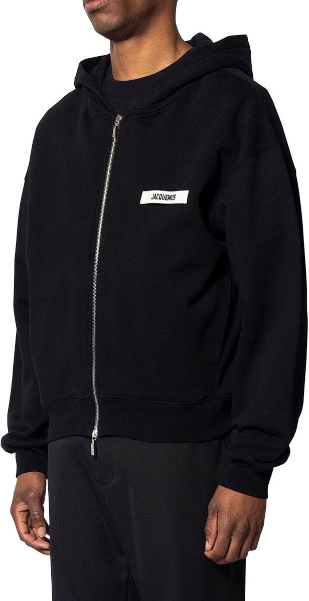 Jacquemus LE HOODIE ZIP GROS GRAIN BLACK Zwart
