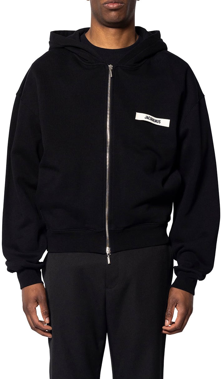 Jacquemus LE HOODIE ZIP GROS GRAIN BLACK Zwart
