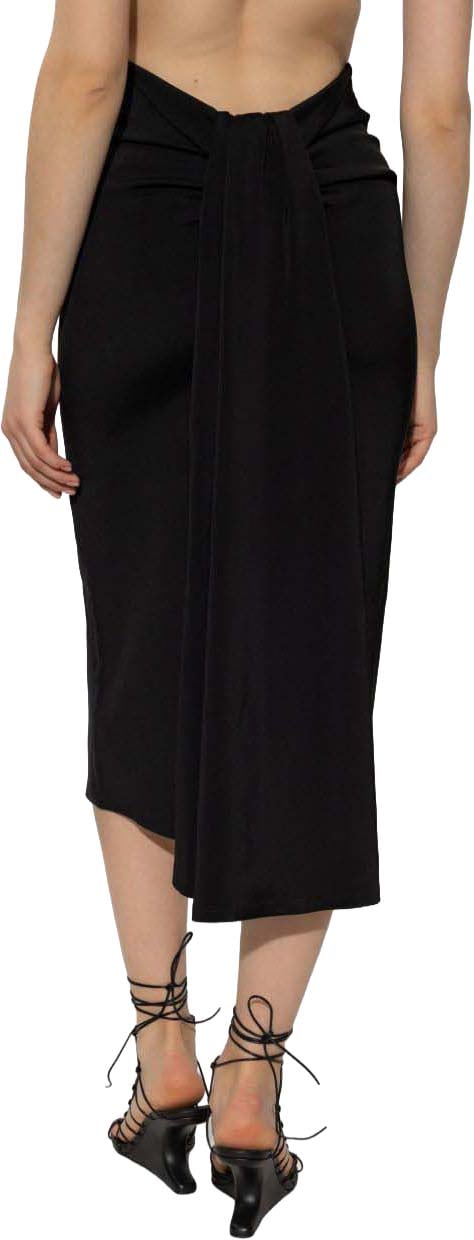 Jacquemus Draped Black Mid-Length Skirt Zwart