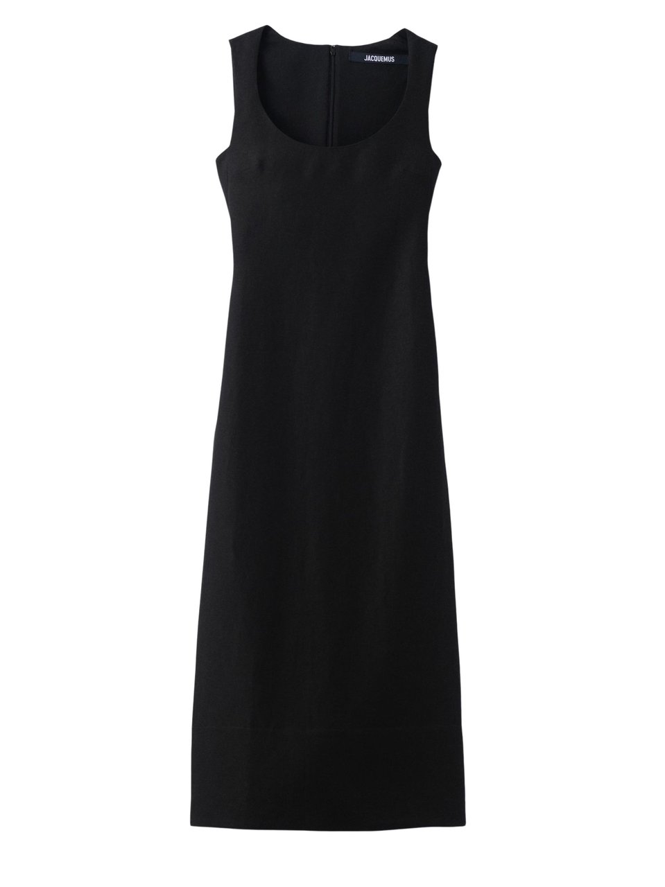 Jacquemus Black Fitted Pleated Apron Midi Dress Zwart