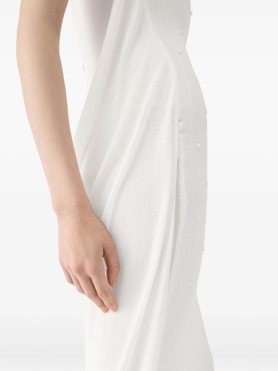 Jacquemus White Sheer Polka Dot Viscose Maxi Dress Wit