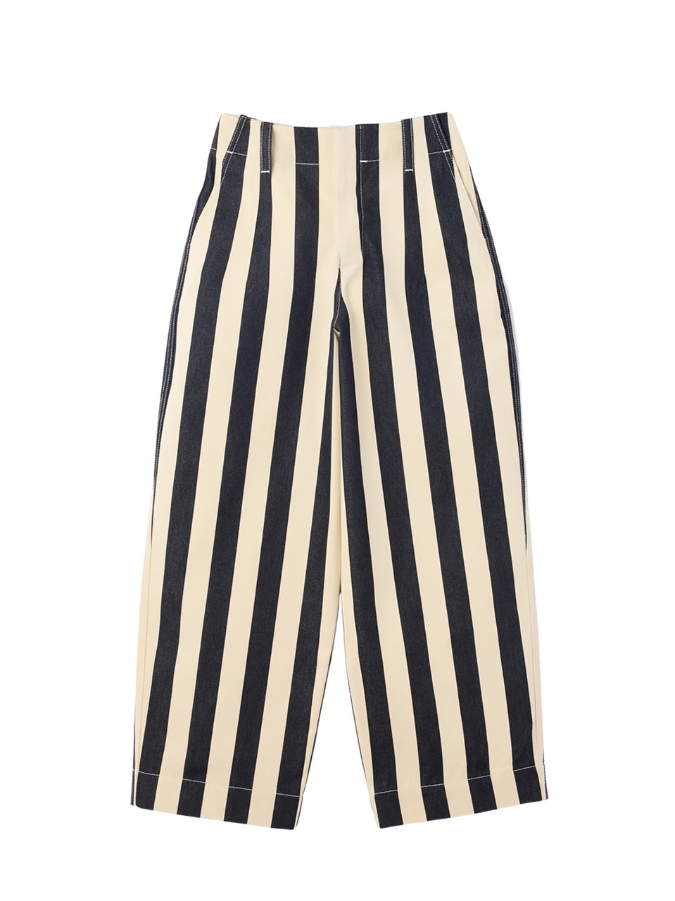Jacquemus White Striped Mid-Rise Straight-Leg Jeans Neutraal
