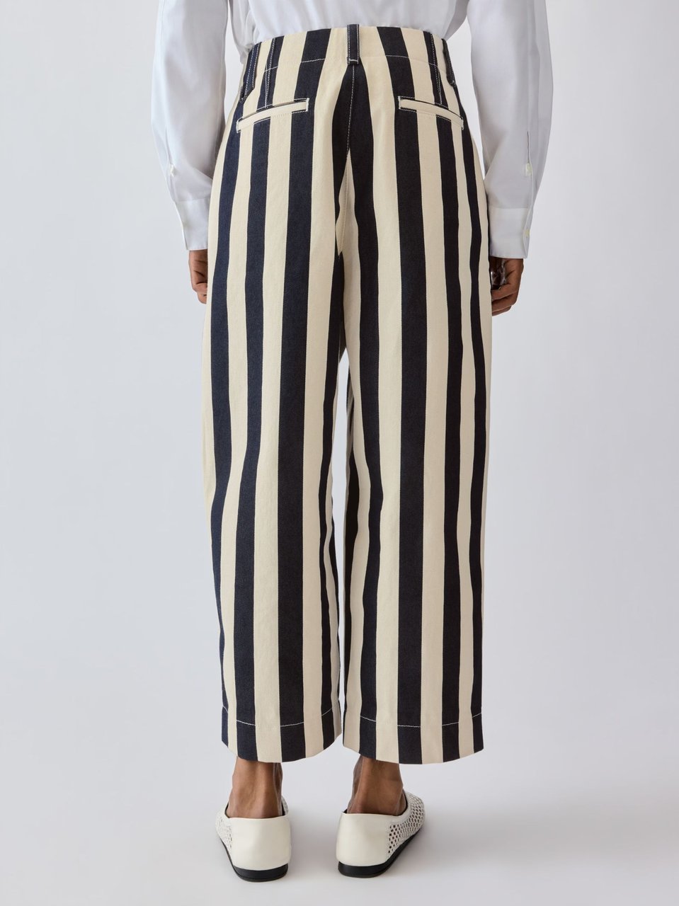Jacquemus White Striped Mid-Rise Straight-Leg Jeans Neutraal