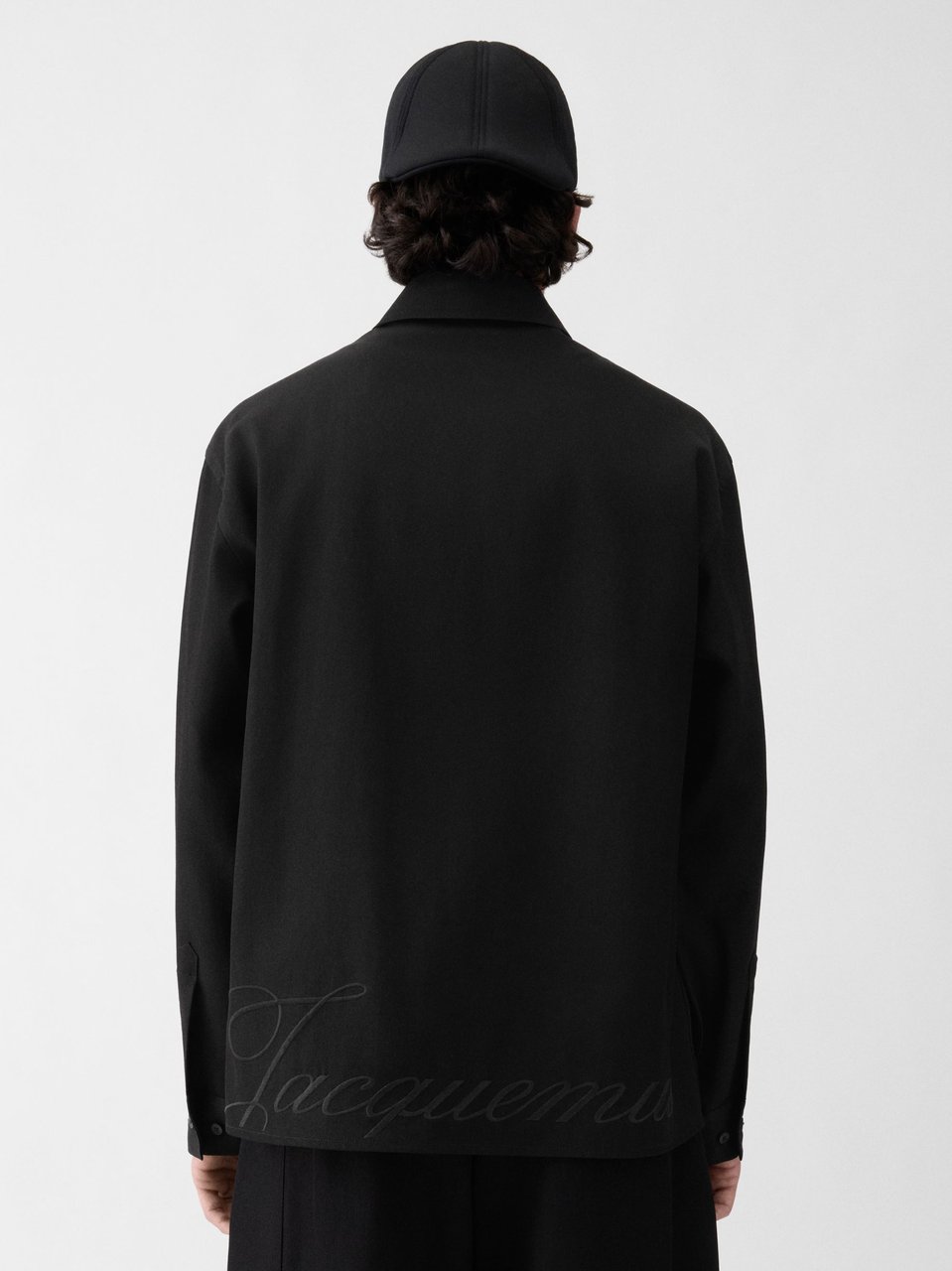 Jacquemus Black Workwear Design Virgin Wool Shirt Zwart