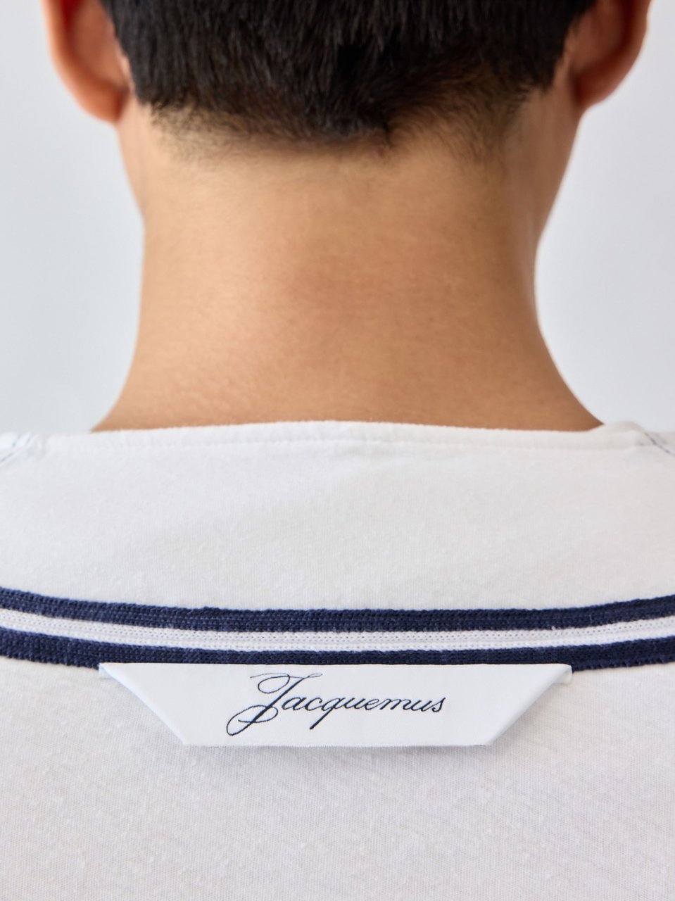 Jacquemus White Blue Stripes Cotton-Hemp Shirt Wit