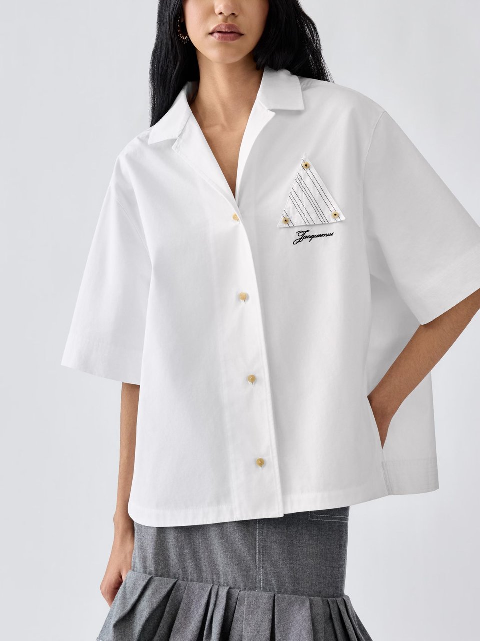 Jacquemus White Oversized Camp Collar Cotton Shirt Wit
