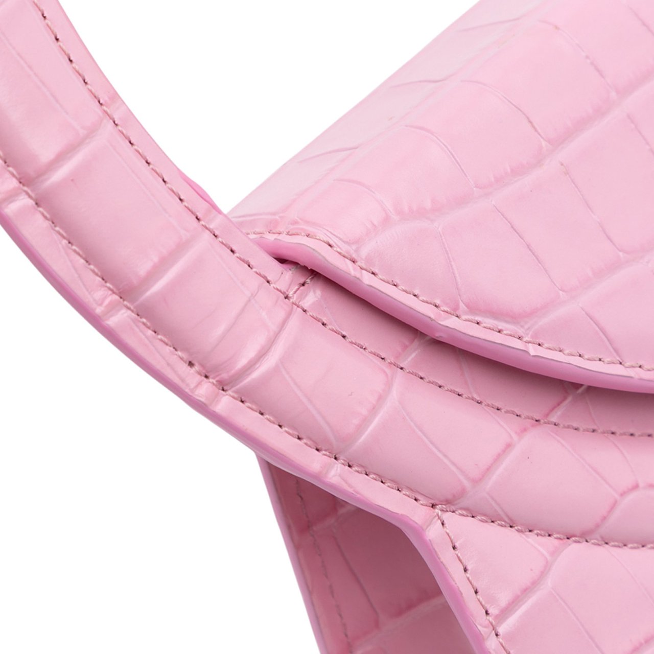 Jacquemus Crocodile Embossed Calfskin Le Sac Rond Bag Roze