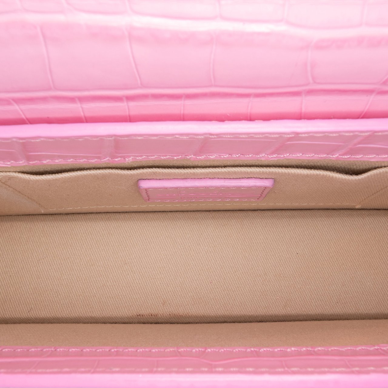 Jacquemus Crocodile Embossed Calfskin Le Sac Rond Bag Roze