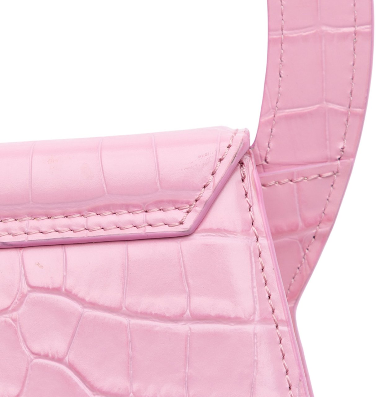 Jacquemus Crocodile Embossed Calfskin Le Sac Rond Bag Roze