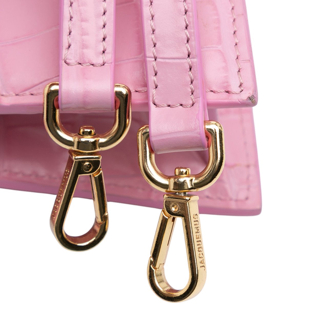 Jacquemus Crocodile Embossed Calfskin Le Sac Rond Bag Roze
