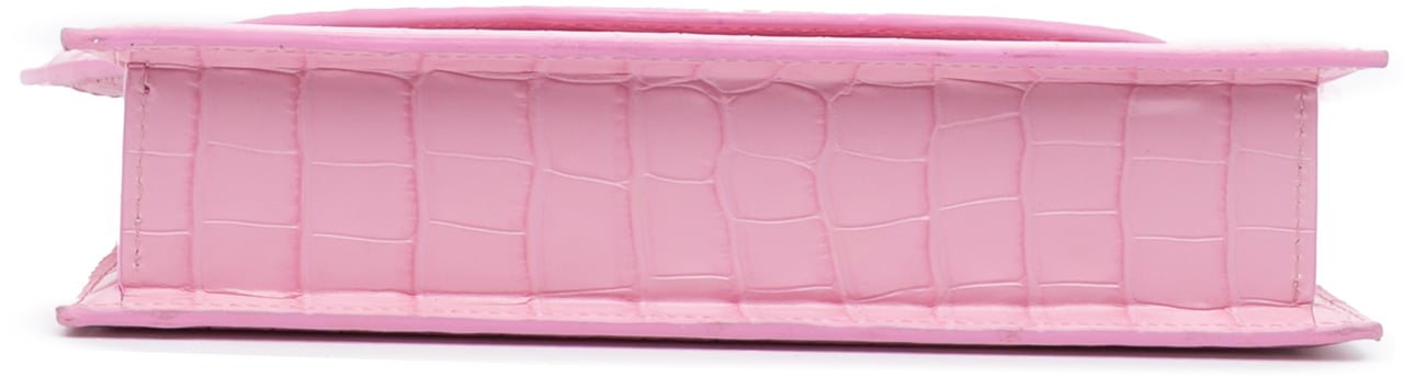 Jacquemus Crocodile Embossed Calfskin Le Sac Rond Bag Roze
