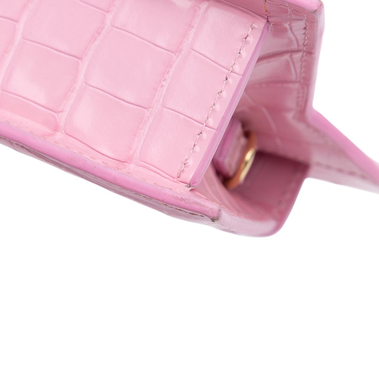 Jacquemus Crocodile Embossed Calfskin Le Sac Rond Bag Roze