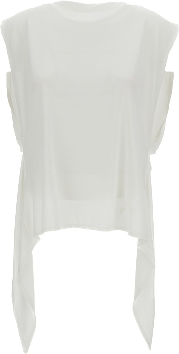 Jacquemus Paper-Effect Jersey Draped Apron Top Wit