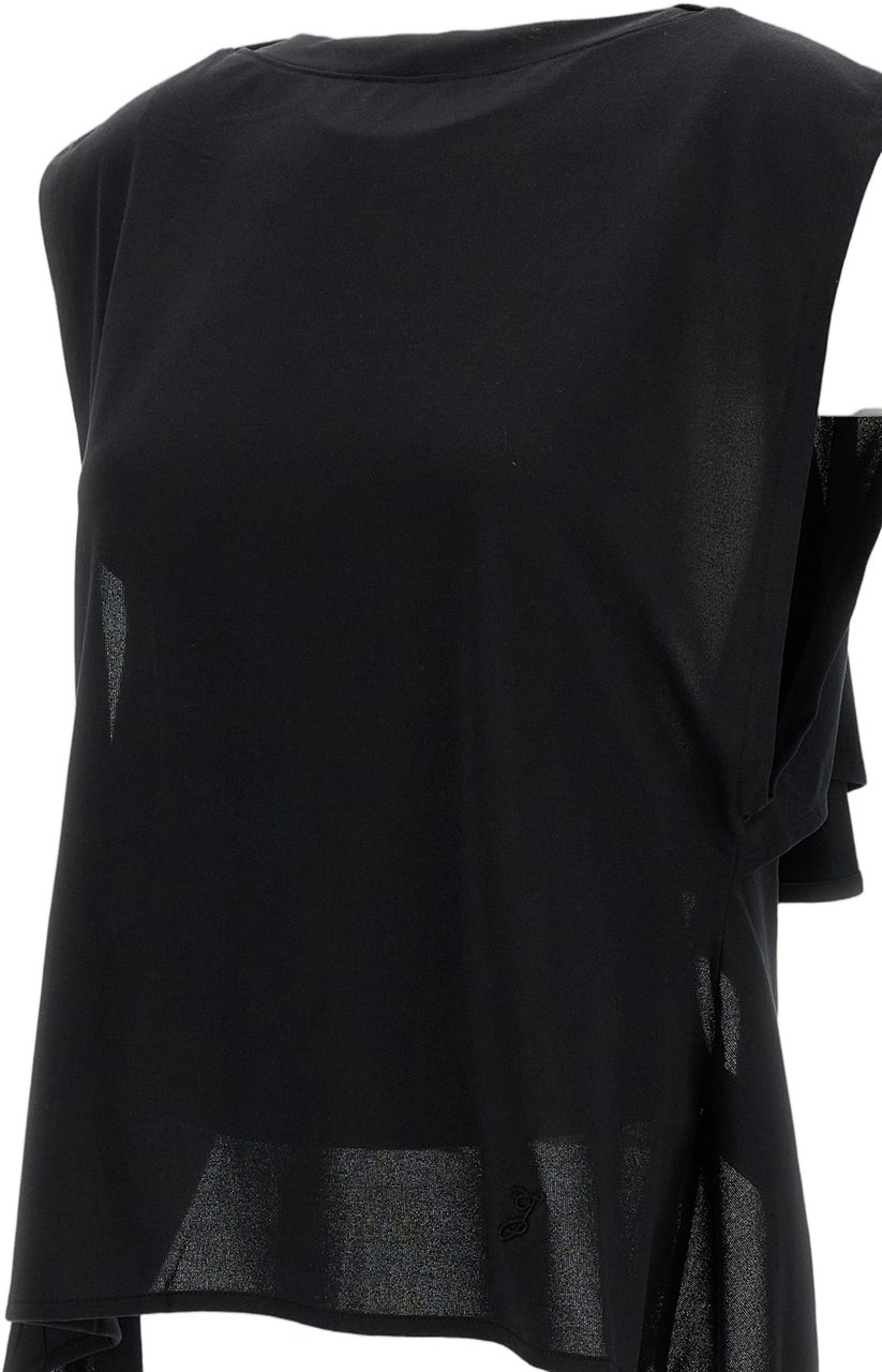 Jacquemus Paper-Effect Jersey Draped Apron Top Zwart