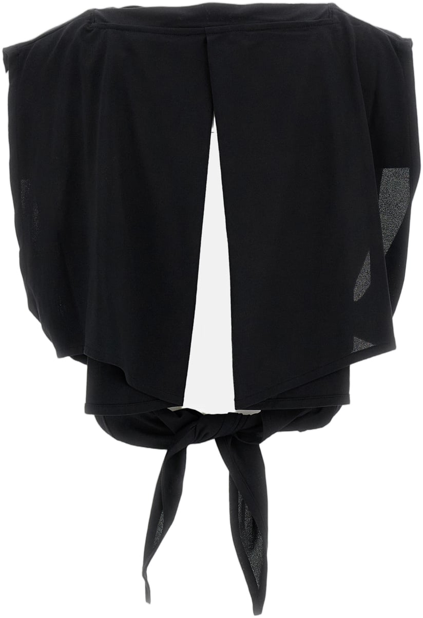 Jacquemus Paper-Effect Jersey Draped Apron Top Zwart