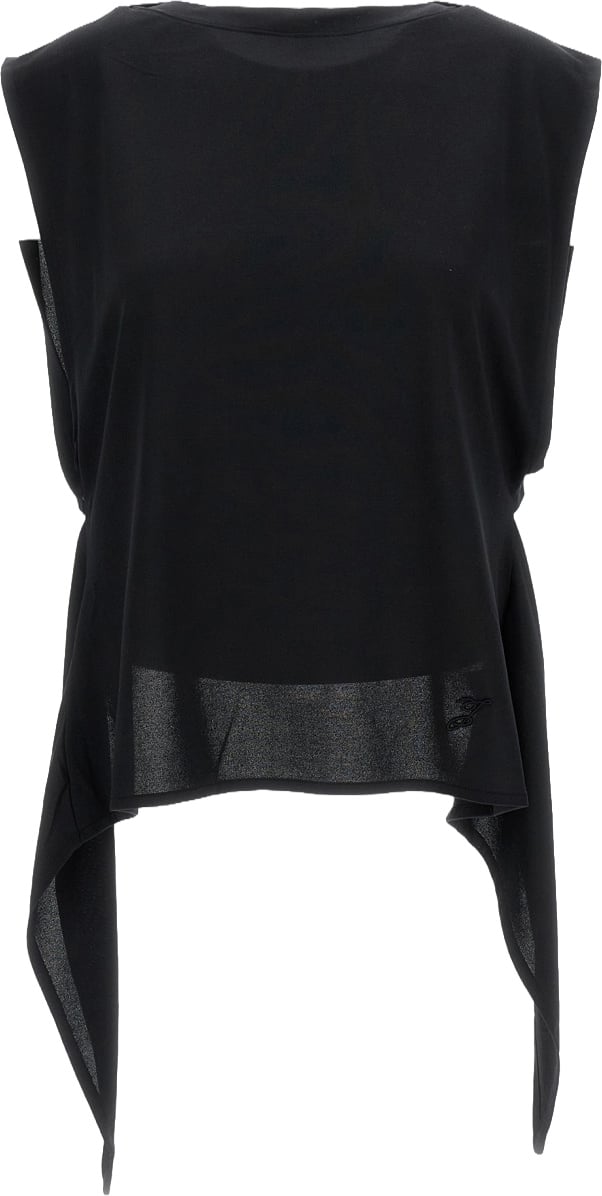 Jacquemus Paper-Effect Jersey Draped Apron Top Zwart